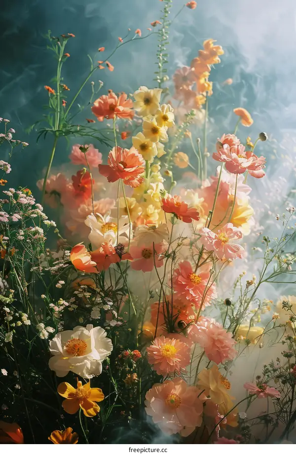 Ethereal Floral Arrangement in a Hazy Ambiance