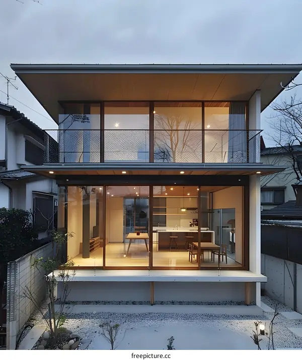 Modern Two Story House with Large Windows