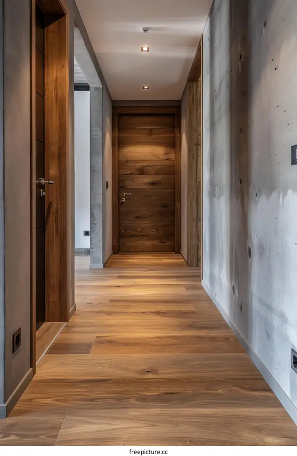 Wooden door in the interior of the house