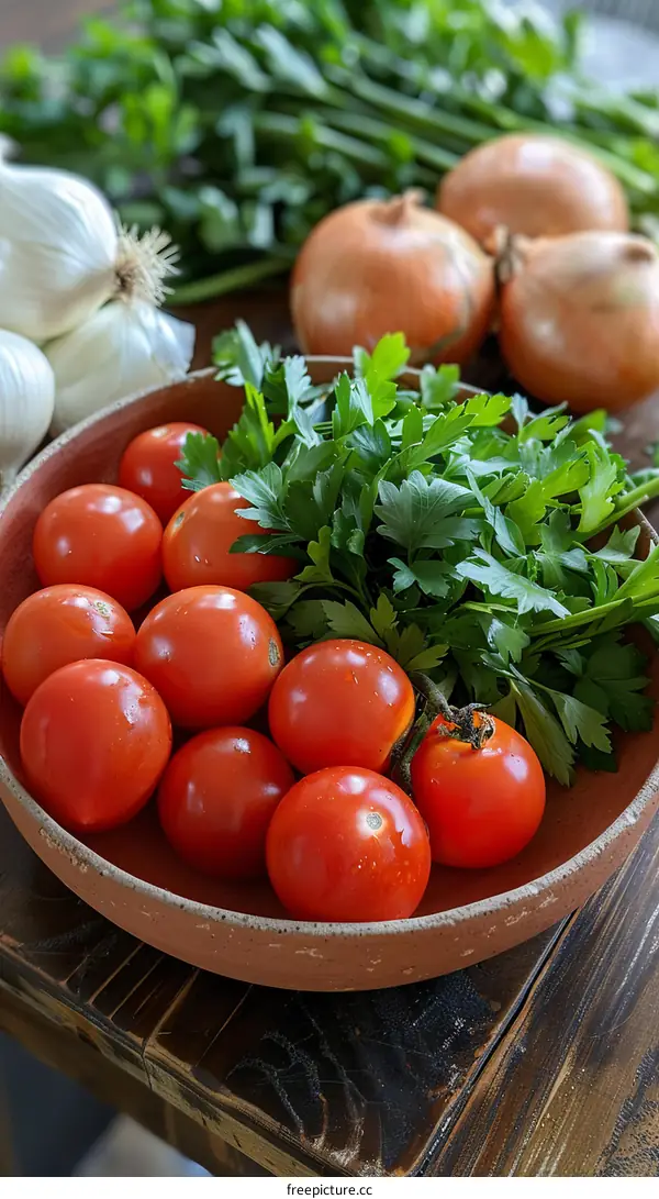 Fresh Vegetables on a Wood Serving Board