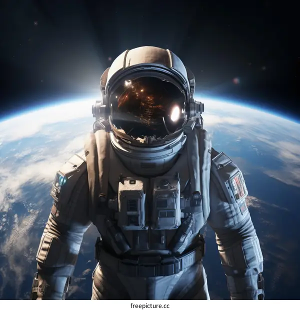 An astronaut in a spacesuit with the Earth in the background