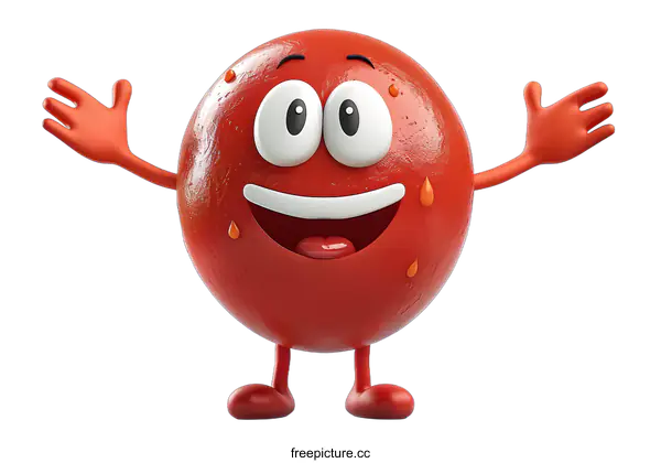 [Transparent Background PNG]Funny red tomato cartoon character
