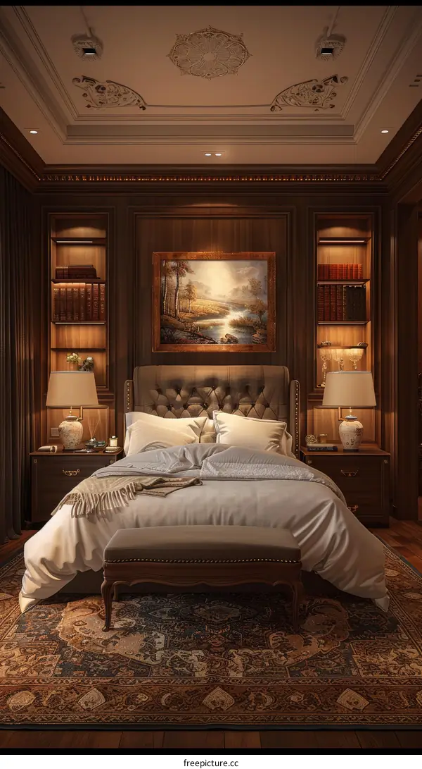 Classic Bedroom Interior Design with Luxurious Wooden Details