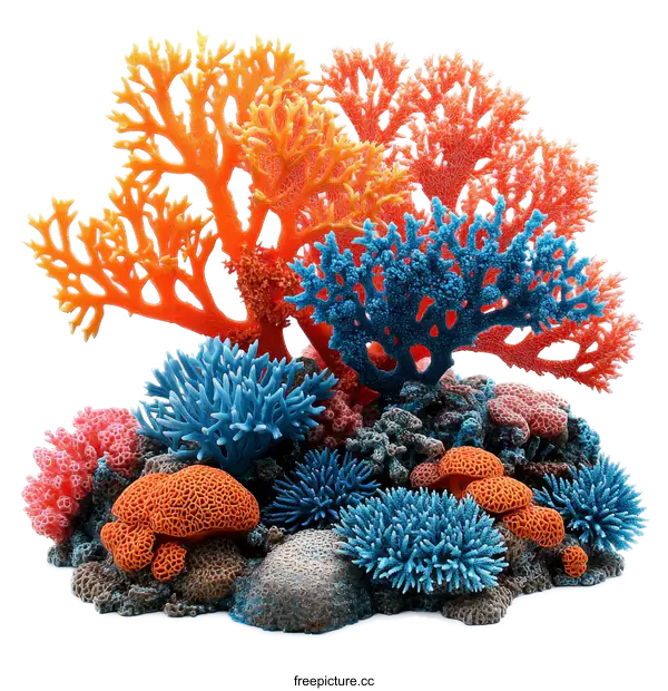 [Transparent Background PNG]Colorful Artificial Coral Reef Aquarium Decor