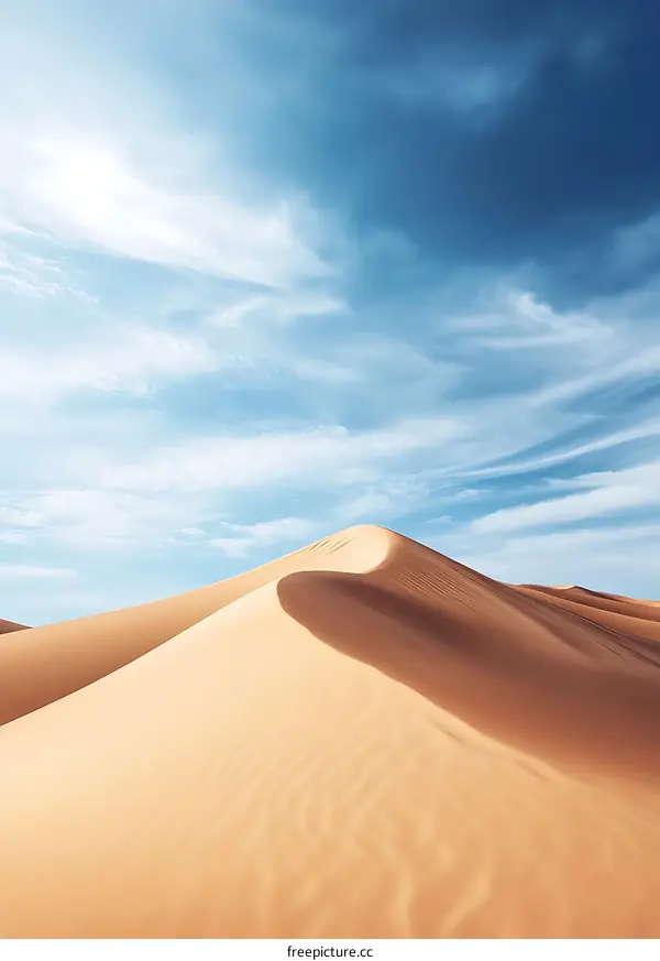 Desert Landscape with Blue Sky and Clouds