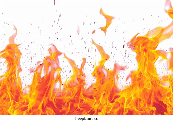 Fire Flames Sparks White Isolated Background