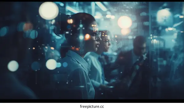 A group of people working in a technology company