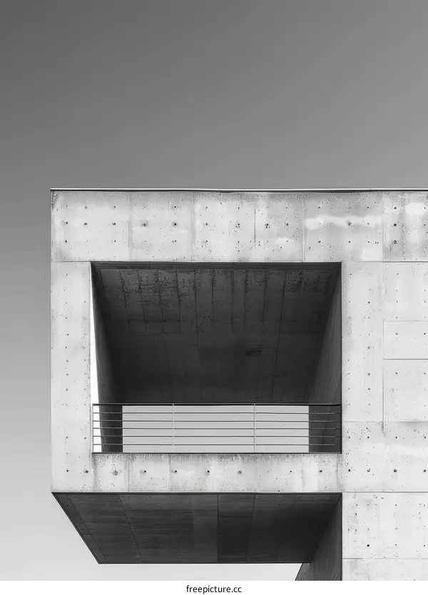 Balcony of Modern Brutalist Concrete Building