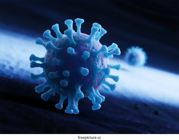 Visual Representation of a Virus Particle with Surface Proteins