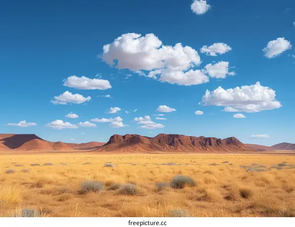 Vast Desert Landscape with Distant Mountains