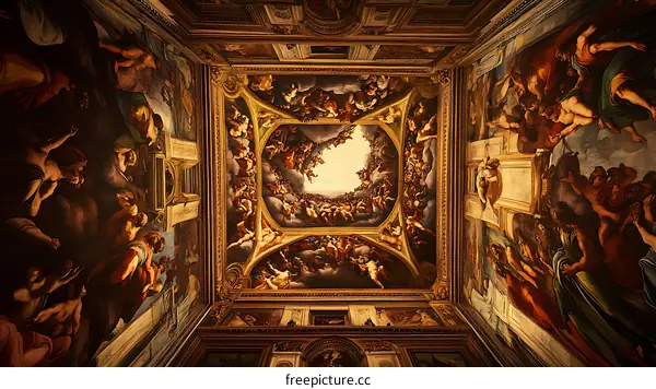 Ceiling Fresco Painting in a Baroque Palace