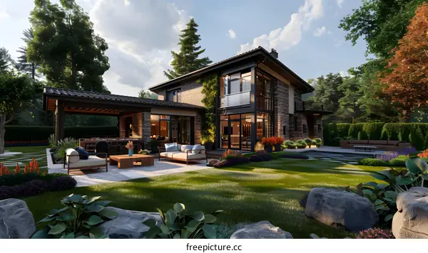 Modern house with beautiful garden