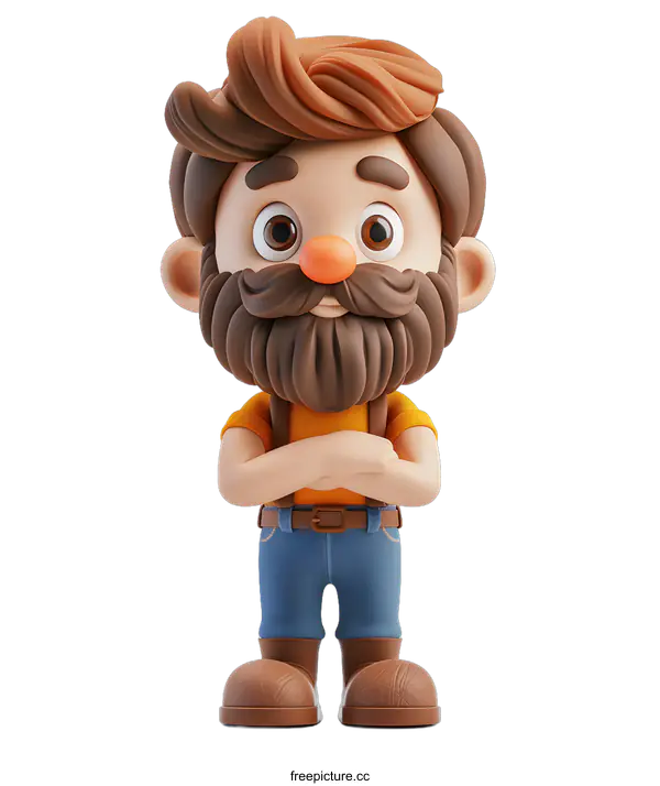 [Transparent Background PNG]3D Cartoon Man with Arms Crossed