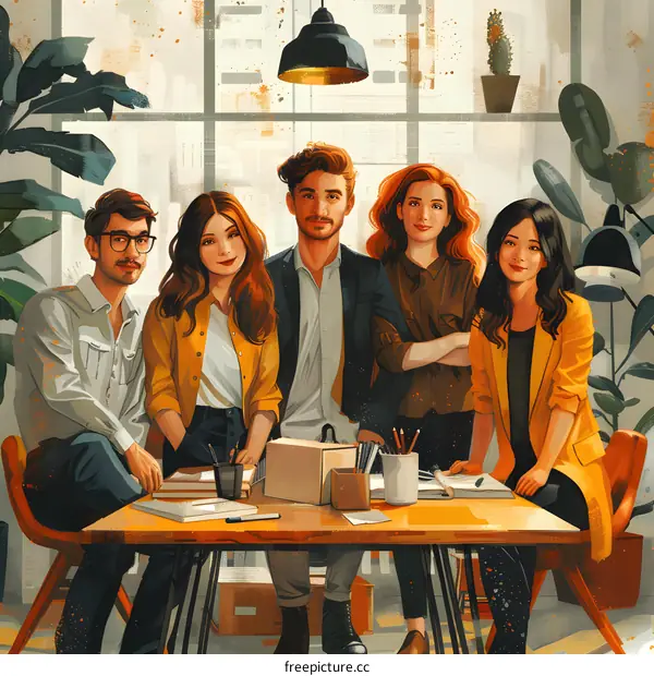 Group of young professionals in a creative workspace