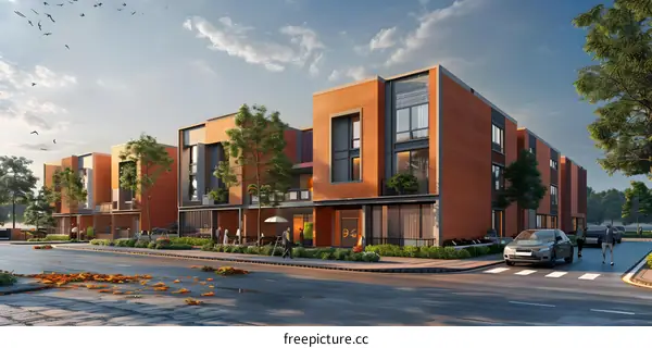 Modern Brick Townhouses with Street View