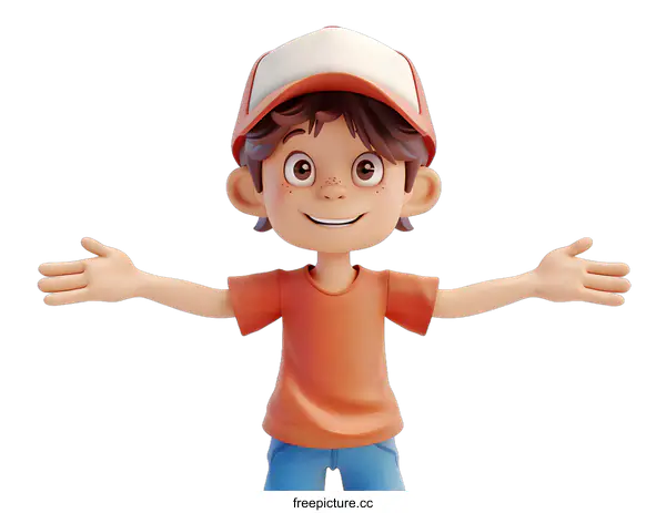 [Transparent Background PNG]3d cartoon character of a boy