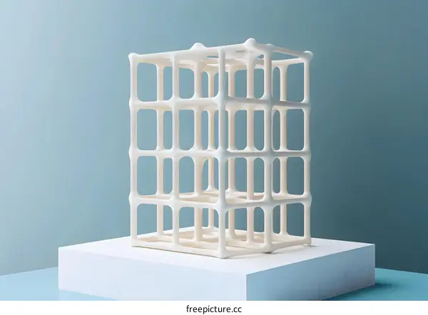 Abstract 3D Cube Structure With White Background