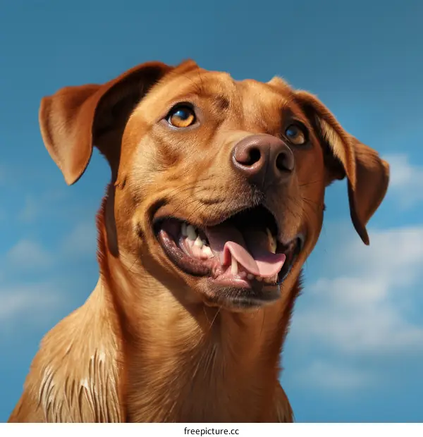 Doggy Delight: Brown Pup Gazing at the Azure Expanse