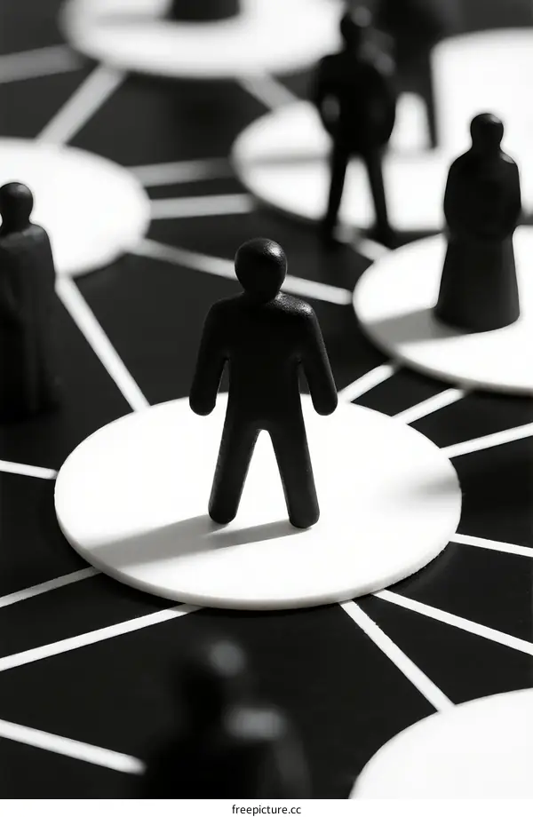 Network of Business Figures on White Circles