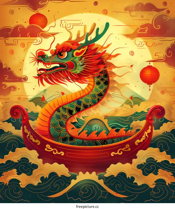 Dragon Boat Race: A Traditional Chinese Painting
