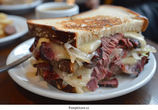 A Reuben sandwich on a plate