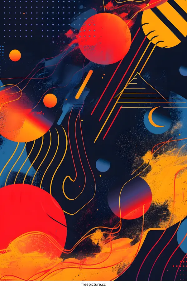 Abstract Geometric Art with Vibrant Colors and Organic Shapes