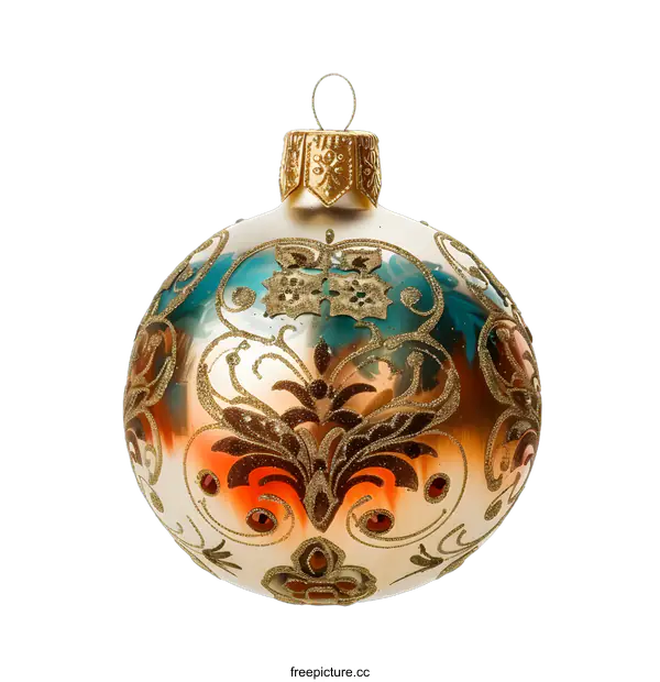 [Transparent Background PNG]Ornament with Gold and Teal Details