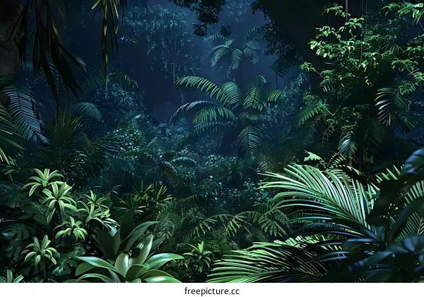 Dark Green Lush Tropical Rainforest