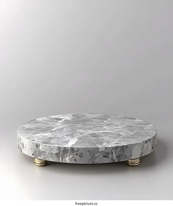 Round Marble Pedestal with Gold Feet