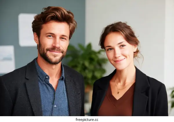 Business Couple Portrait in Modern Office