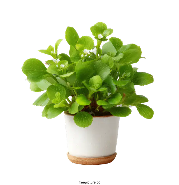 [Transparent Background PNG]Potted Plant with Small White Flowers