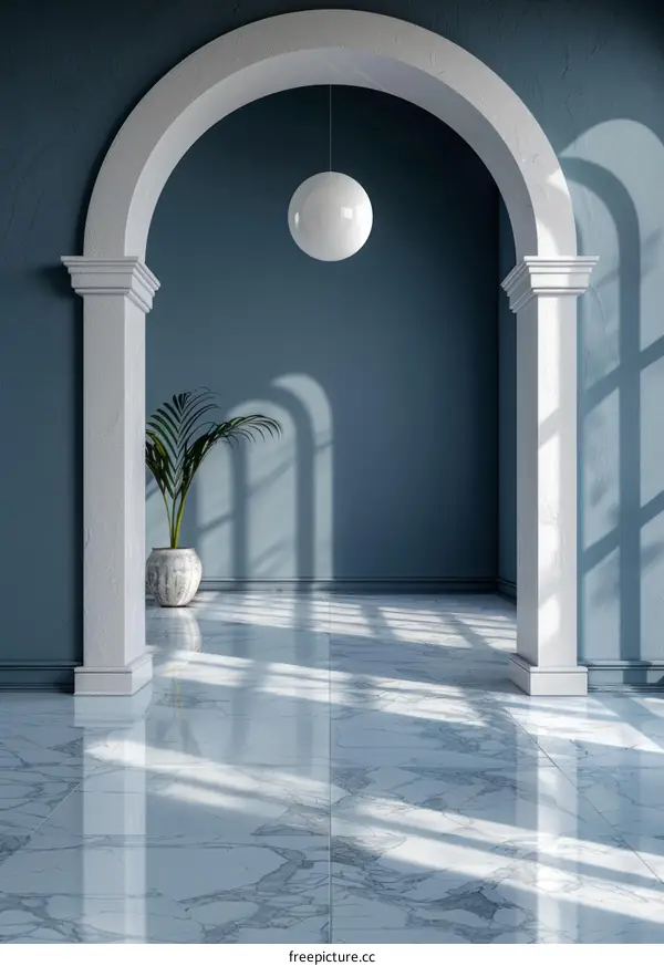 Elegant Archway Interior Design with Marble Flooring