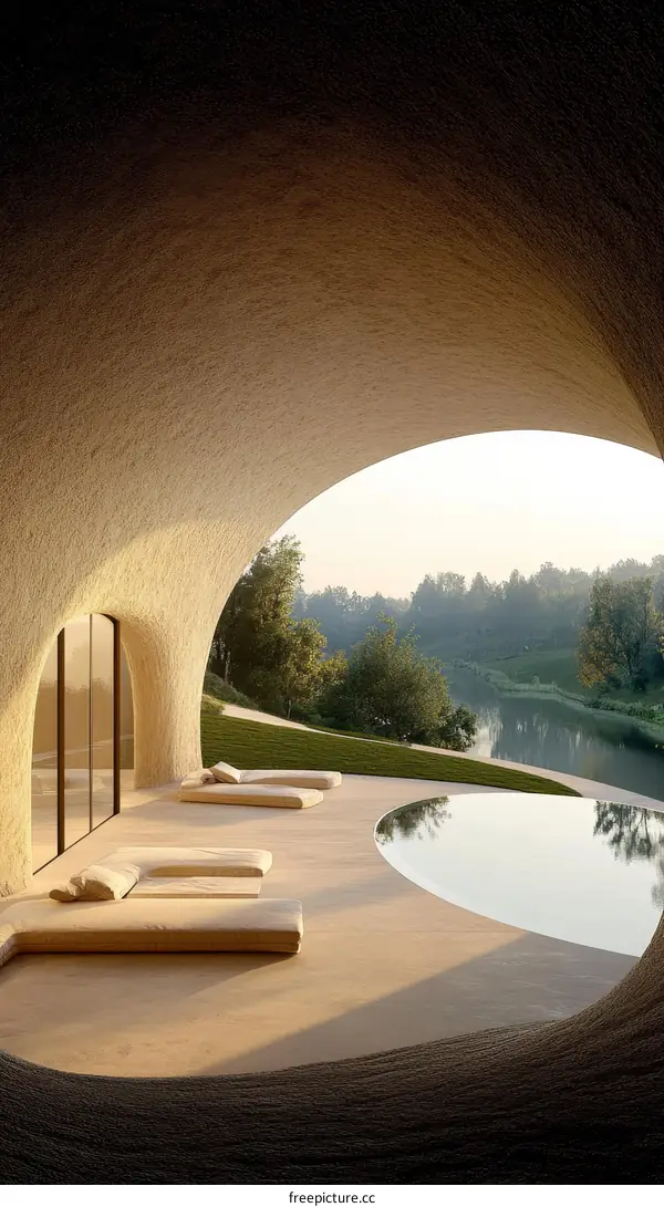 Modern Architecture Exterior with Infinity Pool