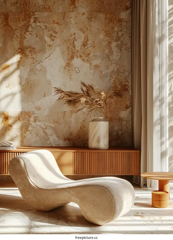 Beige Modern Interior Design Lounge Chair