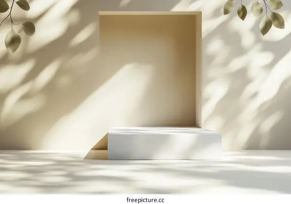 Beige Minimalist Product Showcase with Shadowy Leaf Patterns