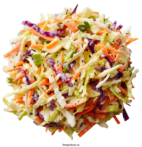 [Transparent Background PNG]Fresh Coleslaw Salad on White Background