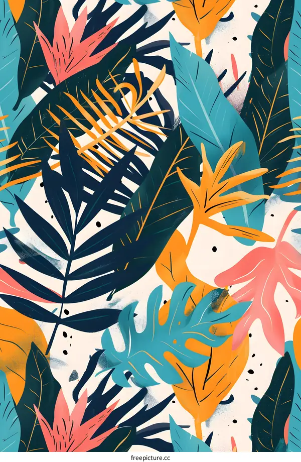 Tropical Leaf Pattern Seamless Design Illustration