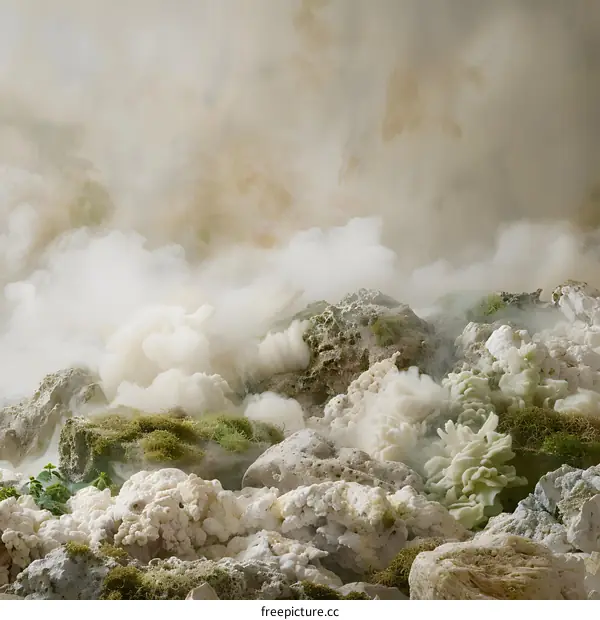 Abstract Art Photo of White Rock with Fog