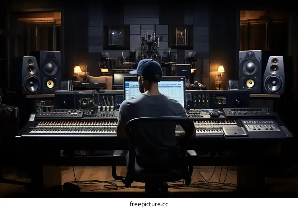 Black man in a recording studio
