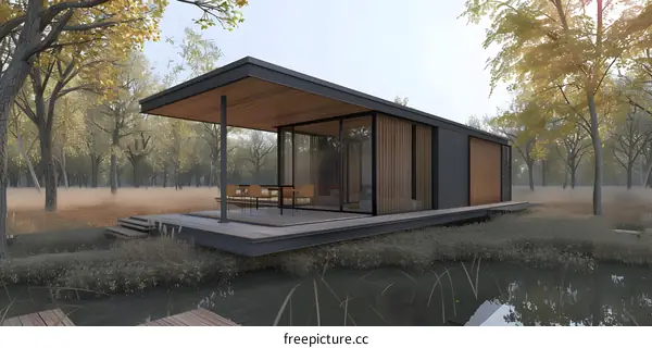 Modern Minimalist Cabin Design in a Forest Setting