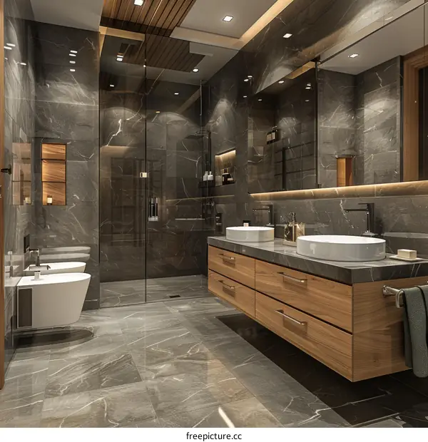 Modern Luxury Bathroom Design with Granite Tiles