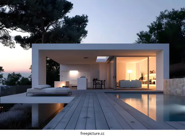 Modern Minimalist Home with Swimming Pool and Deck