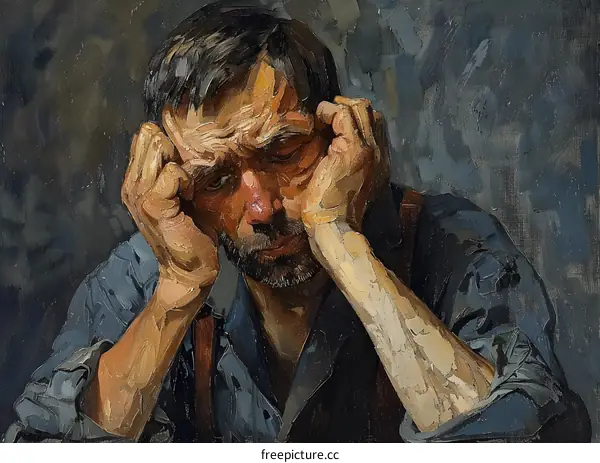 A portrait of a man with his hands on his head