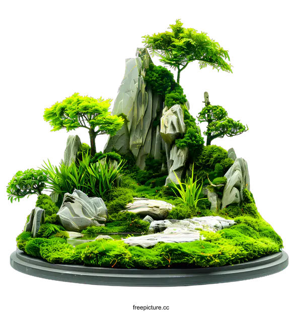 [Transparent Background PNG]Miniature Landscape With Green Moss and Trees