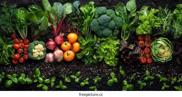 Fresh Vegetables and Herbs Harvest