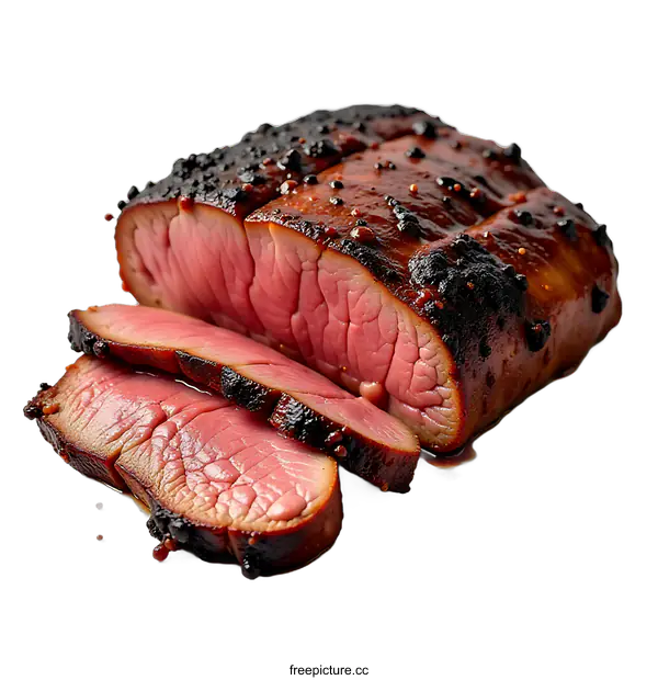 [Transparent Background PNG]Sliced Roasted Beef Tenderloin with Glaze