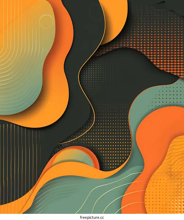 Abstract Background with Wavy Lines and Dots