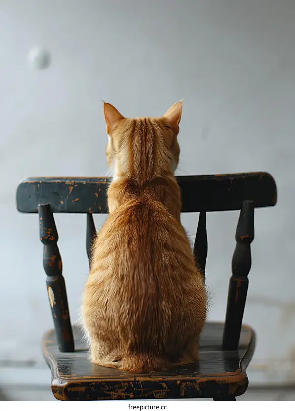 ginger cat sitting on a chair