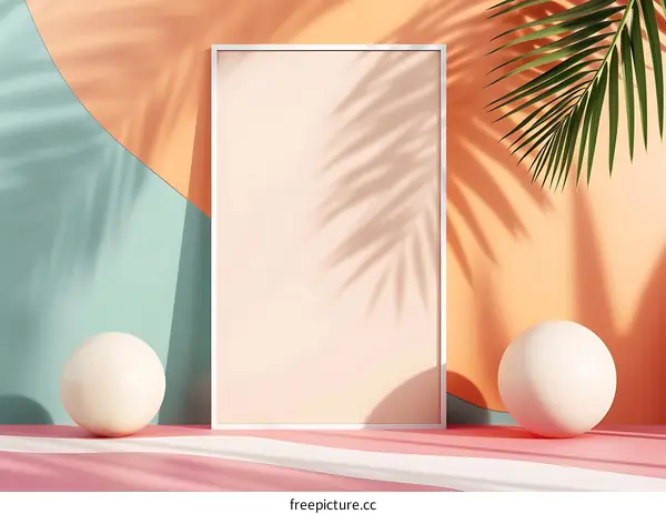 Abstract Summer Background with Pastel Colors and Palm Leaves