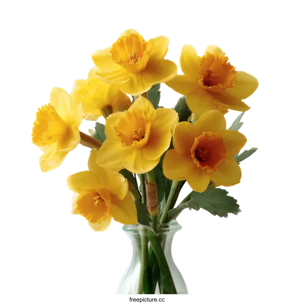 [Transparent Background PNG]Spring Daffodil Bouquet in Vase